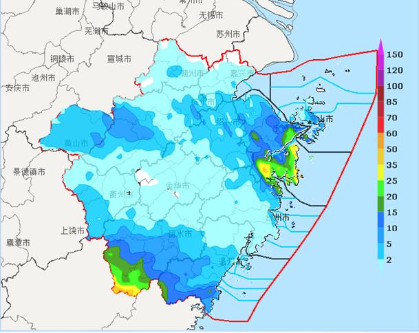 2016年5月19日21时-5月20日09时全省近12小时雨量分布图